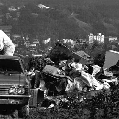 Dumper unloading garbage