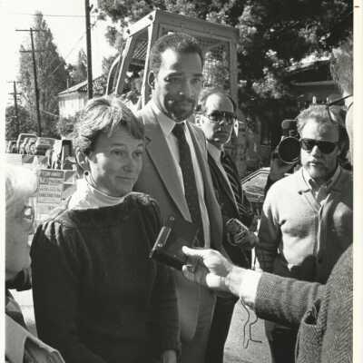 2011.060.1.188k: At UC housing project, 9/28/88, with Dan Boggan and John Cummins Don Melandry, photog.