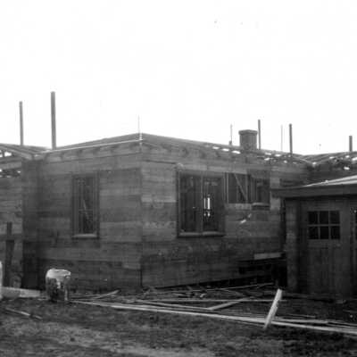 House under construction -- side view of garage