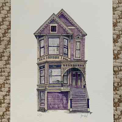 Digital Print of a Watercolor Painting (Purple House)