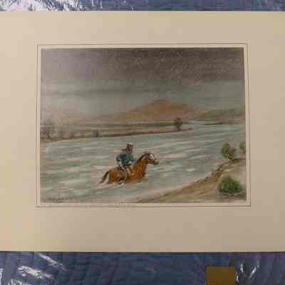 Pony Express Rider Crossing N. Platte at Red Butte, Wyo.