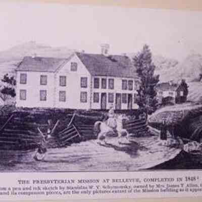 photograph of painting of Presbyterian Mission at Bellevue