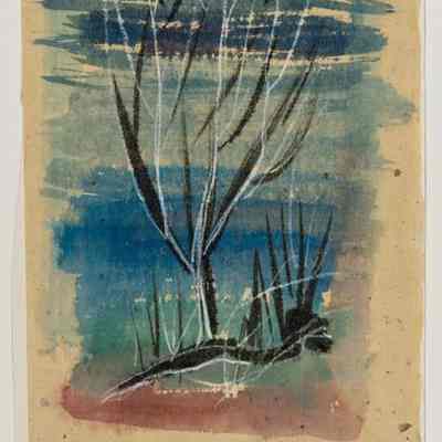 untitled (barren tree with blue banded background)