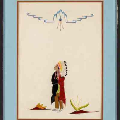 Untitled (Indian in Brown and Black Blanket)