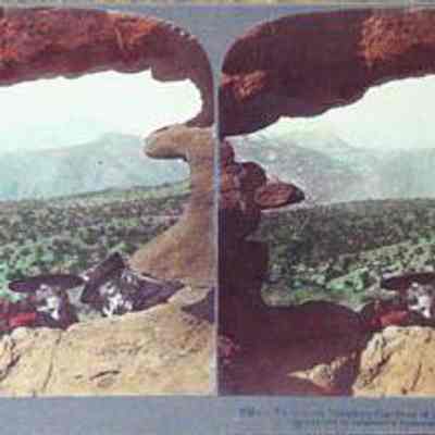 Pikes Peak, From Peephole Gardens of the Gods, Colorado U.S.A.