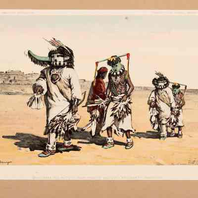 Sayataska and Hututu (Rain Priests) and Two Yamukakto (Warriors)