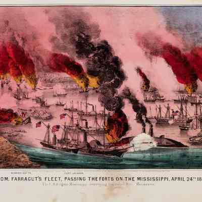 Com. Farragut's Fleet, Passing the Forts on the Mississippi, April 24th 1862