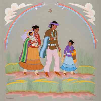 Navajo Family Going To a Blessing Way Rite