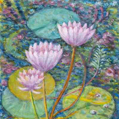 Waterlilies in Lagoon at Coco Palms, Kauai