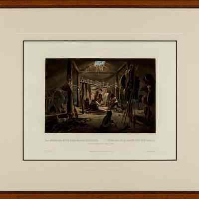 The Interior of the Hut of a Mandan Chief