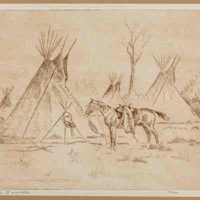 Indian Camp, Teepee and Horse