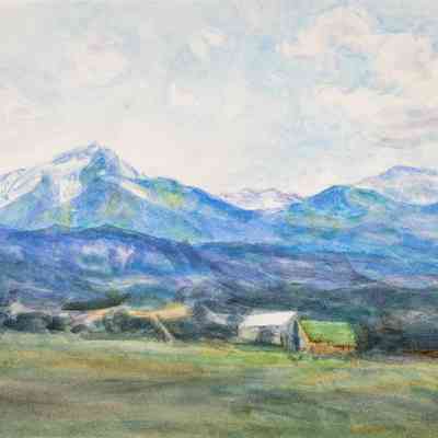 Sangre de Cristo Range and Farm Buildings