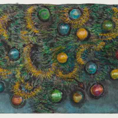 untitled (Christmas tree with bulb ornaments)