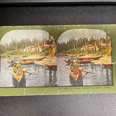 248. Kasa-an Village, Indians and Canoes, Alaska.