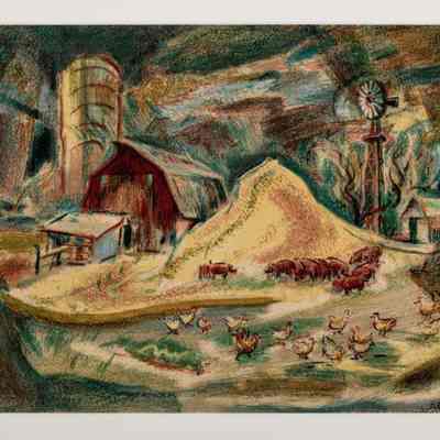 untitled-farm scene with animals and barn