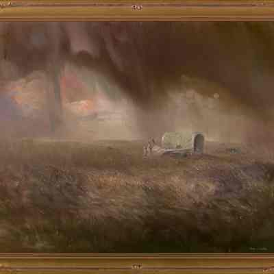 Covered Wagon Prairie Scene