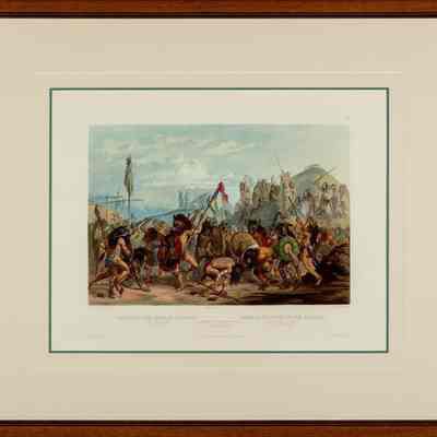 Bison Dance of the Mandan Indian in front of their Medicine Lodge