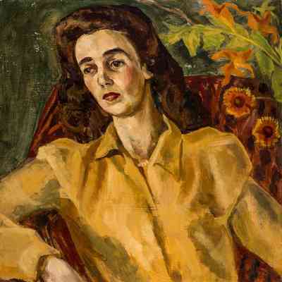 untitled-(portrait of woman in yellow blouse reclining)