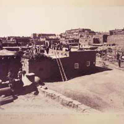 The Gathering of the Kakili Dance on the Estufa, Zuni, New Mexico.