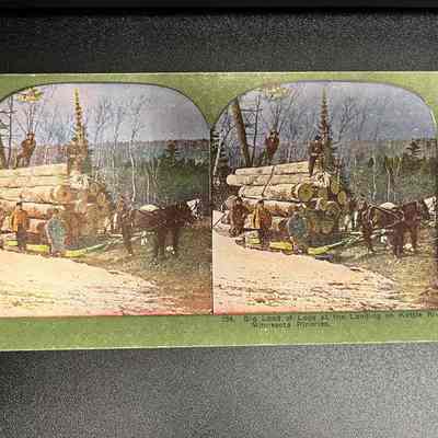 256. Big Load of Logs at the Landing on Kettle River, Minnesota Pineries.