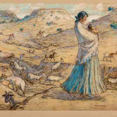 Navajo Women Attending Goats