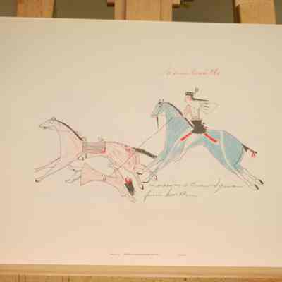 Lassoes a Crow Squaw from Her Pony