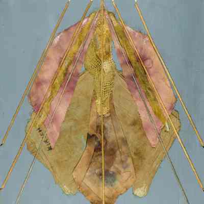 Vertical Composition w/Fabrics, Yarns & Natural Stains