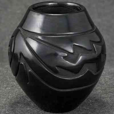 untitled, jar with deep carved avanyu (water serpent)