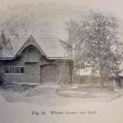Carriage house before its remodeling. From page 120 of, The Farmstead, by Issac Phillips Rogers [1959.2.3].