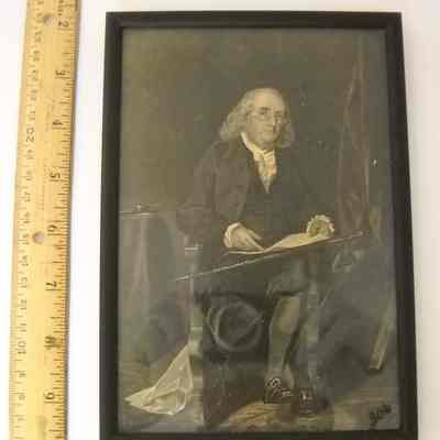Benjamin Franklin, Framed 1868 Historical Americana Portrait Print