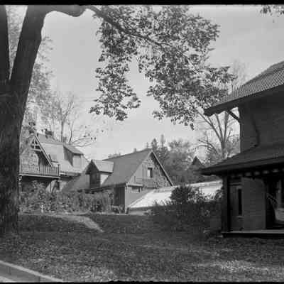 Sage Pl. Gr. House [Sage Place- front street view with greenhouse and carriage house]