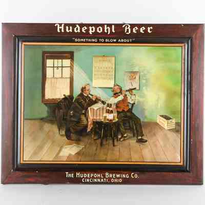Hudepohl Beer "Something To Blow About" Tin Sign