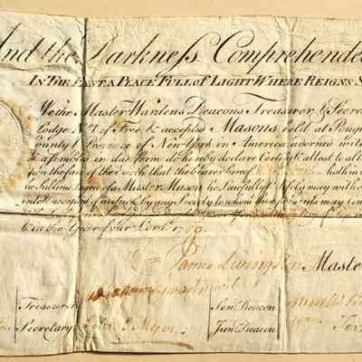 Masonic Collections Solomon Lodge No. 1 Nicholas Fish Master Mason Sep 19 1780: TIFF ARCHIVAL