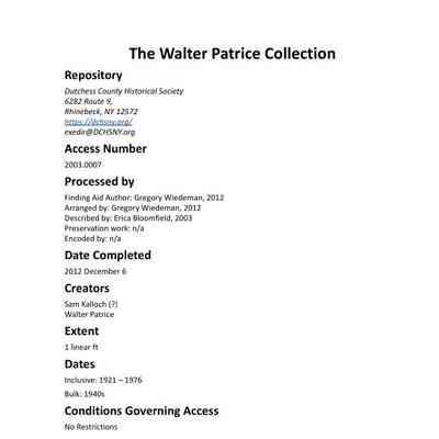 PATRICE: Walter Patrice Collection