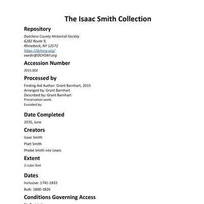 Smith: Isaac Smith Papers