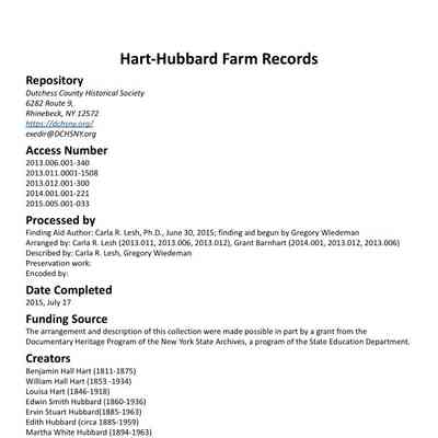 Hart-Hubbard: Hart-Hubbard Farm Records
