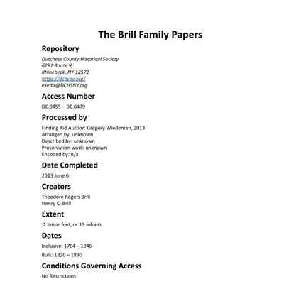 Brill: Brill Family Papers
