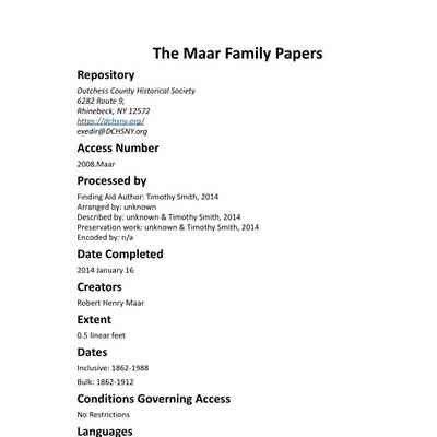 MAAR: Maar Family Papers