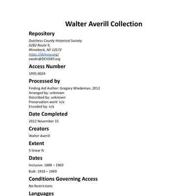 Averill: Walter Averill Collection