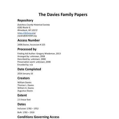 DAVIES: Davies Family Papers