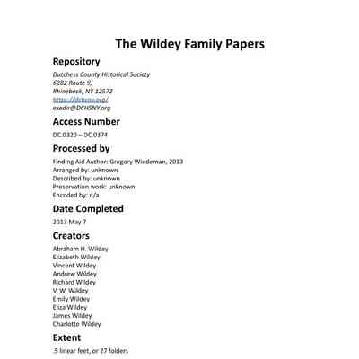 WILDEY: Wildey Family Papers