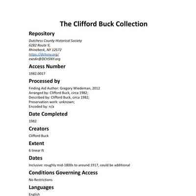 BUCK: Clifford Buck Collection
