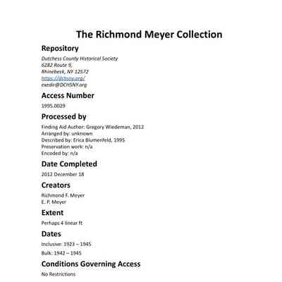 MEYER: Richmond Meyer Collection