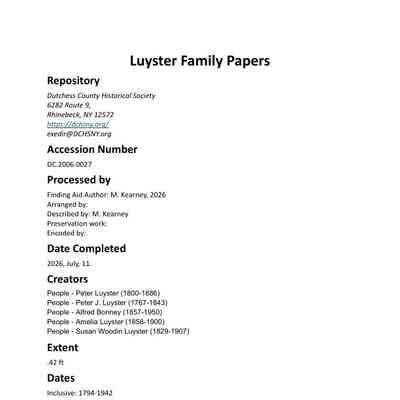 LUYSTER: Luyster Family Papers