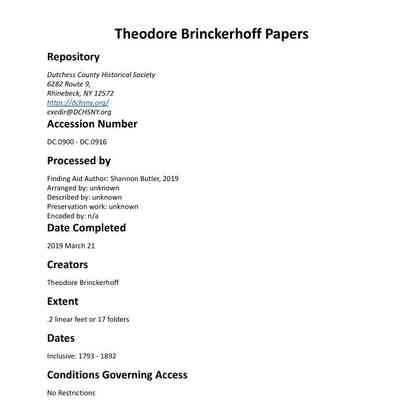 Brinckerhoff: Theodore Brinckerhoff Papers