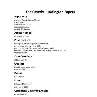 Caverly-Ludington: Caverly-Ludington Papers