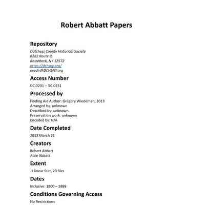 Abbatt: Robert Abbatt Papers