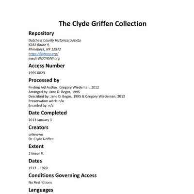 GRIFFEN: Clyde Griffen Collection