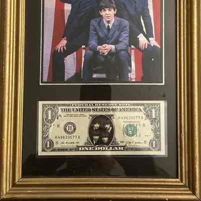 The Beatles 2009 One Dollar Federal Reserve Banknote Custom Framed