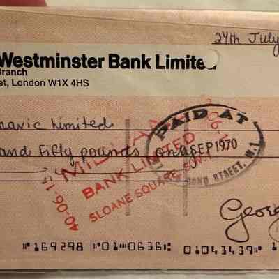GEORGE HARRISON SIGNED CHECK
